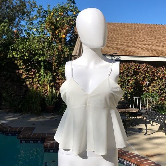Leith White Peplum Tank Sz L - Picture 3 of 11